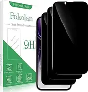 Pokolan 3 Pack Privacy Screen Protector for iPhone 16e 2025, Anti Spy Tempered Glass, 9H Hardness, Case Friendly, Anti Scratch, Bubble Free, Easy to Install
