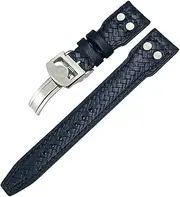 [BANDKIT] 20mm 21mm 22mm Rivet Woven Genuine Leather Watch Band,for IWC Big Pilot Portugieser Pilot IW3777 Cowhide Watch Strap