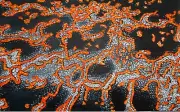 Abstract original Painting Golden reef Art Framed canvas black orange abstract