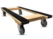 Premium Solid Oak Wooden Furniture H-Frame Dolly for Movers - 18"x36" with Non-S