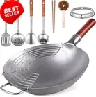 Wok Spatula, Stainless Steel, Wide Turner, 14.7", Heat Resistant