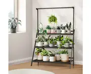 Large Deluxe 3 or 6 Tier Plant Stand | Designer Wooden Indoor Outdoor Plant Flower Pot Stand - 3 Tier XL Black