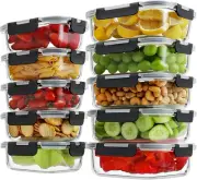 10 Pack Glass Meal Prep Containers with Locking Lids, Glass Food Storage Contain