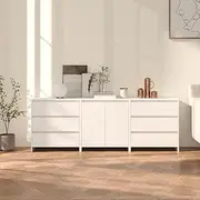 White Engineered Wood 3 Piece Sideboard, Storage Buffet Cabinets for Hallway & Living Room Furniture