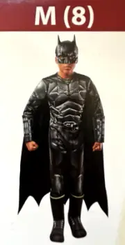 Batman Halloween Costume ~ Light Up Chest Child's size Med 8 ~ Suit, Cape & Mask