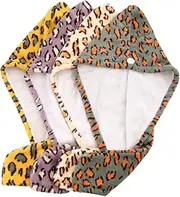 HONMEET 4pcs Leopard Microfiber Hair Drying Caps Thicken Quick Drying Towels for Women Ultra Absorbent Fleece Lightweight Stylish for All Hair Types