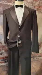 NWT Cardi Super 150s Chocolate Formal Tuxedo Suit Jacket 40 R Pants 33-35 X 34.5