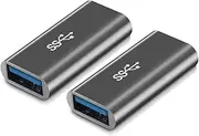 FOAUX USB 3.0 Adapter,[2-Pack] Aluminum Type A Female to Female -Connector Converter Adapter,USB 3.0 Coupler Female to Female Adapter Grey