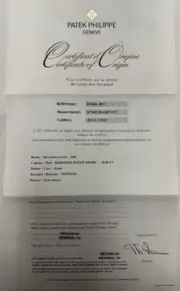 Patek Philippe Authentic Watch Certificate Of Origin Warranty 5164 A SS Aquanaut