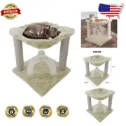 Cozy Cat Hammock & Scratching Post Tower - Plush 15.75" Interactive Playground