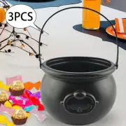 3Pcs Witch Cauldron Portable Candy Bowl Candy Holder Halloween Decoration