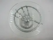 Pottery Barn Skeleton Hand Cake Stand Platter Halloween Holiday 13" Diam #8023M