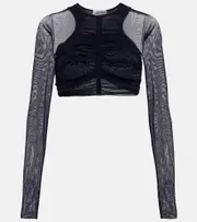 [Jean Paul Gaultier] Jean Paul Gaultier Ruched mesh crop top AU 8 blue