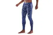 Skins Compression Series 3 Mens L Long Tights Sport Activewear Training Blue Geo