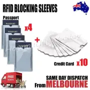 4x Passport & 10x RFID Blocking Credit Debit Card Protector Sleeve Shield Holder