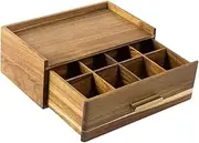 yuksok Wood Organizer Chest Space Saving with Multiple Compartments Teabag Holder Storage Drawer for Living Room
