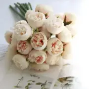 Artificial Silk Tea Rose Flower Bouquet - Peach Pink