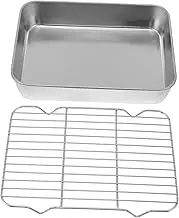 Zerodeko 1 Set Stainless Steel Baking Tray with Rack Multifunctional Kitchen Baking Plate for Easy Clean and Even Heat Distribution Dishwasher Safe Silver