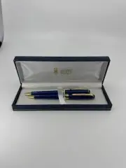Vintage NOS Bill Blass Set of Mechanical Pencil and Ballpoint Ink Pen Royal Blue