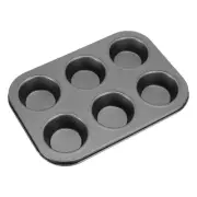 Cupcake Pan, 6-Cup Round Non-Stick Muffins Pan for Baking, Grey