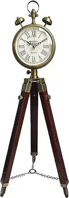 Vintage Floor Clock Brown Wooden Analog & Designer Clock Alarm & Battery Operate