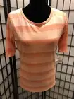 LulaRoe Gigi Shirt Fitted Top Blouse Size Small M Medium Peach Ombre Striped