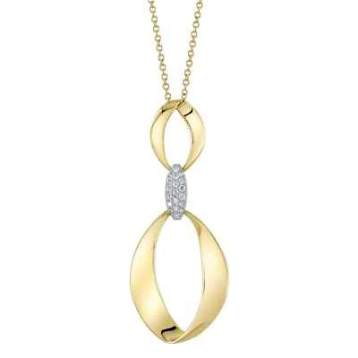 14K Gold Diamond Mobius Necklace 0.10 CTW Natural