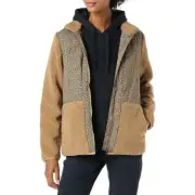 Amazon Essentials Women's Faux Shearling Mixed Media Jacket Animal Print XL