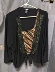 Nordstrom Leith Nwt Animal Print Stretch Bustier Plus Size with Beaded Tie Top