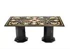 Black Marble Inlay Table Top – Pietra Dura Artistry dinning Table, Patio Table,