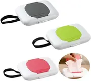 Baby Wipes Dispenser,Deluxe Baby Wipes Dispenser,Wipes Dispenser Refillable Container for Car Bathroom Living Room-3Pcs (Green,Red,Grey)