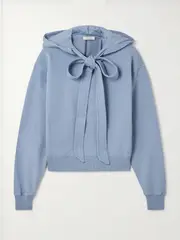 [JW Anderson] JW Anderson - Tie-detailed Cotton-jersey Hoodie - Light blue - large large Blue