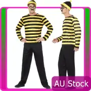 Mens Wheres Wally Odlaw Costume Yellow Waldo Where's Wally Fancy Dress Book Week