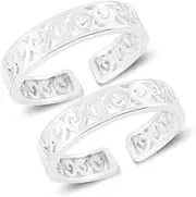 [Tongari] Comfortable Band Design Toe Rings in Pure 92.5 Sterling Silver for Women., Adjustable, Non-Precious Metal, No Gemstone