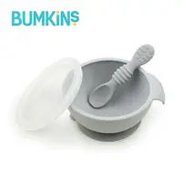 在飛比找PChome24h購物優惠-美國 Bumkins 寶寶矽膠餐碗組(灰色)