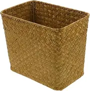 PRETYZOOM Flower Pot Basket Handmade Straw Storage Basket for Home Decor Waste Paper Organizer