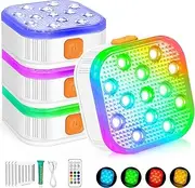 PXYFHH Rechargeable Submersible Pool Lights with Remote, Waterproof Underwater Charging Battery Operated Controlled 16 Color Changing LED with Floating Lights Pool Pond Decoration 4 Pack