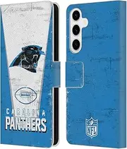 Head Case Designs Officially Licensed NFL Banner Carolina Panthers Logo Art Leather Book Wallet Case Cover Compatible with Samsung Galaxy S24+ 5G