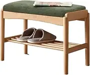 Shoe Bench Shoe Bench, Shoe Rack Storage Bench - Solid Wood Shoe Shelf with Cushioned Seat, Upholstered Bench for Closet, Entryway, Hallway, Bedroom Shoe Rack Bench(80 * 30 * 42cm)