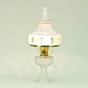 Aladdin Clear Lincoln Drape Table Oil Lamp with Amethyst Rose Glass Shade, Brass