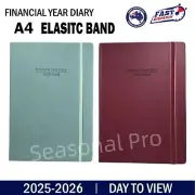 2025 2026 Financial Year Diary Day To View A4 Hard Cover Elastic Planner Journal