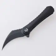 Shieldon Scythe XL DC01P Folding Knife Black Ti Handle S35VN Plain Black DC01P