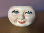 Studio Art Pottery Ceramic Small Head Face Vase Sculpture Handmade Signed