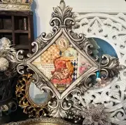 Alice In Wonderland Artisan Handmade Studio Art Mixed Media On Vintage Mirror