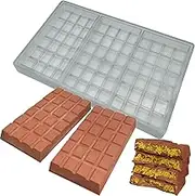 Goldbaking Polycarbonate Deep Chocolate Bar Mold - 3 Pieces, 6.22 * 3.19 * 0.71inch, Clear, Rectangular Prism, BPA Free