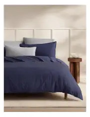 [Sheridan] Bayley Washed Percale Quilt Cover Set in Deep Sea