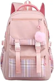 [Generic] Kawaii Backpack For Girls With Kawaii Accessories, Cute Preppy Aesthetic Y2k Plaid Backpack For School