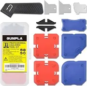 Gunpla Caulking Tool Kit, Sealant Trimming Tool 11 Piece Set with Stainless Steel Caulk Remover Scraper and Silicone Guide for Kitchen, Bathroom, Toilet, Window, Sink Joints, etc.