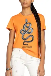 Roberto Cavalli Snake Print Monogram Cotton Top Lounge Iconic SHIRT XS