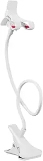 Gooseneck Phone Holder, Flexible Lazy Arm Phone Holder for Bed, Adjustable Bed Phone Holder with Non Slip Clip, Overhead Cell Phone Clamp Mount for Bed Desk All Cellphone